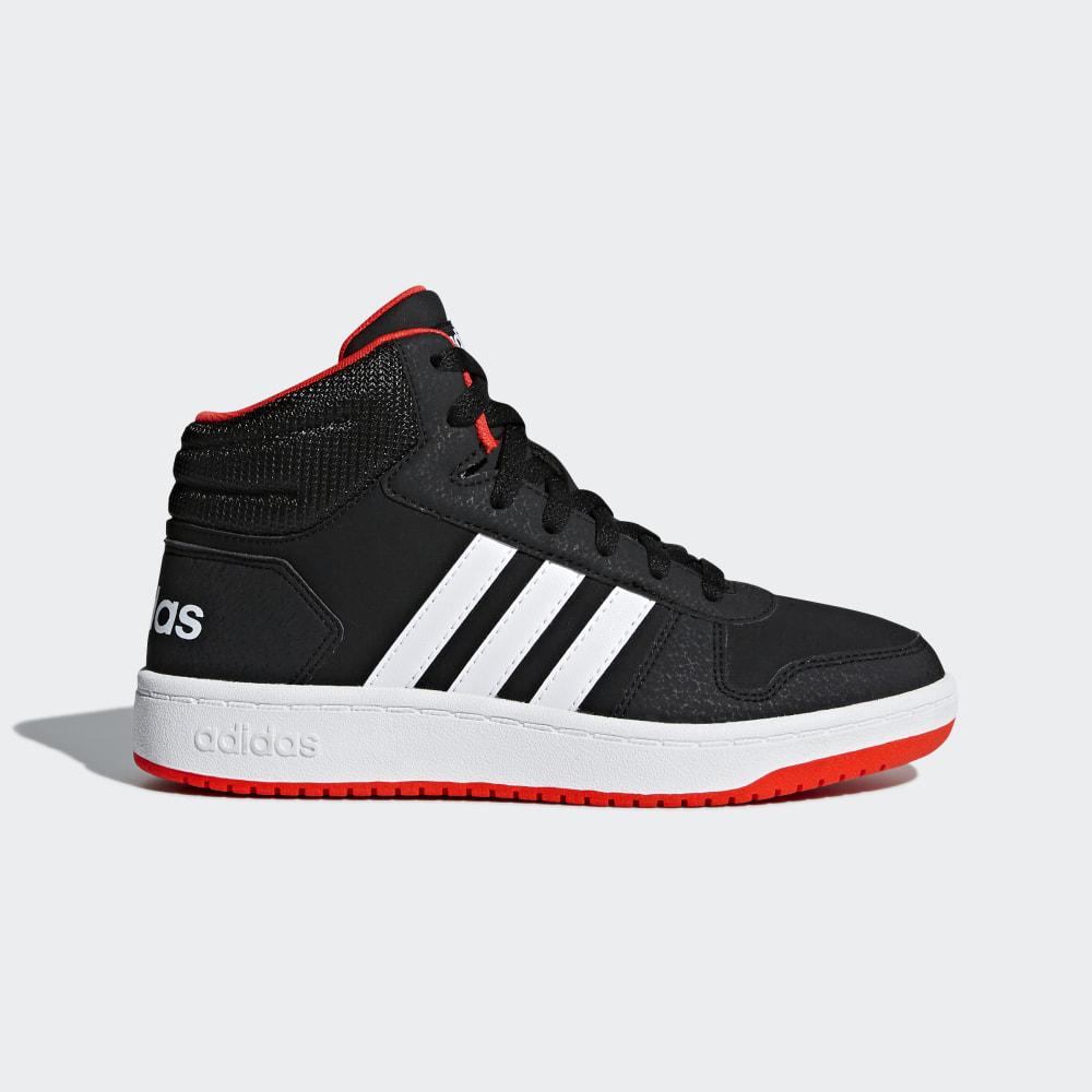 Adidas Boys' Hoops 2.0 Mid Basketball Shoes Black/White/Red Ireland B75743